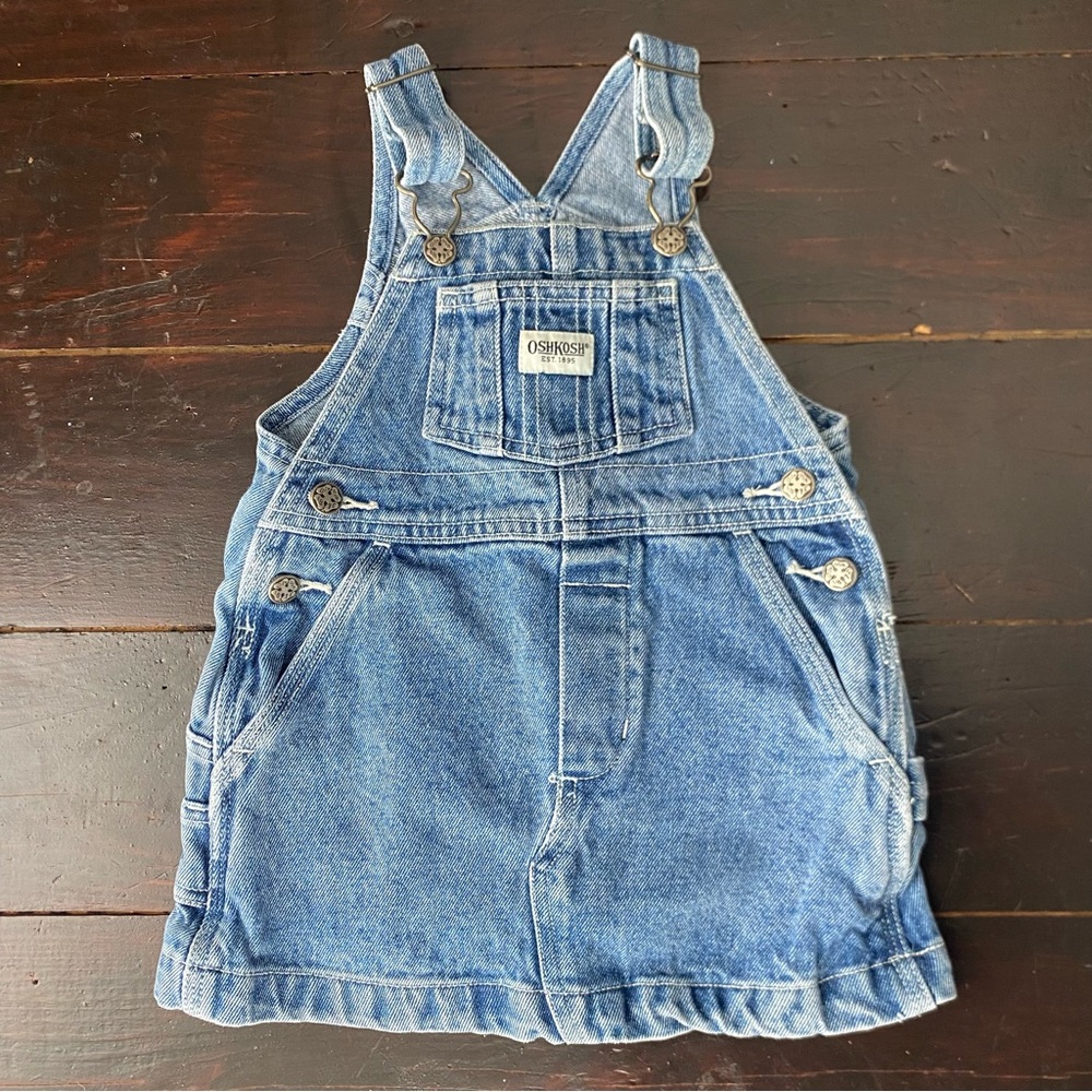 OshKosh vintage little girls 2T denim overall dress